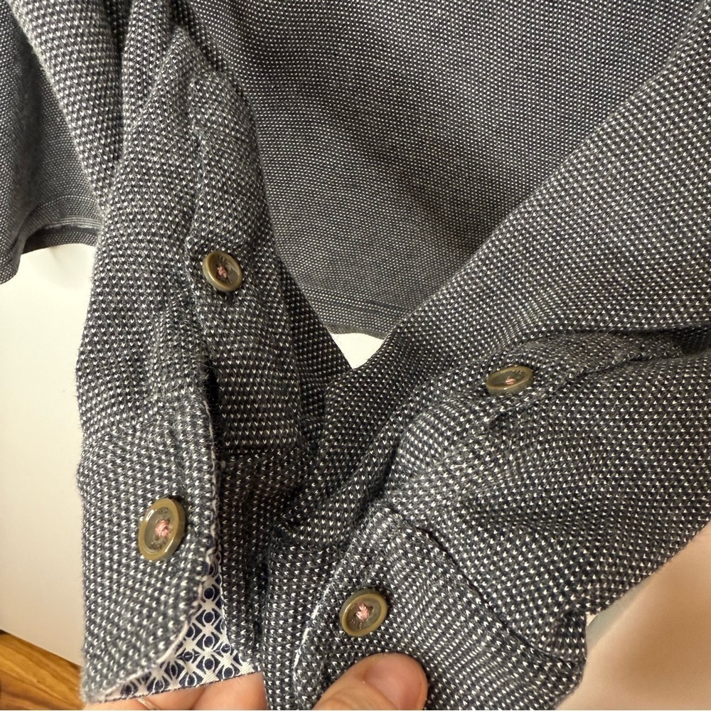 Ted Baker grey and white textured Polo Long Sleeve Shirt size XL - Picture 6 of 9